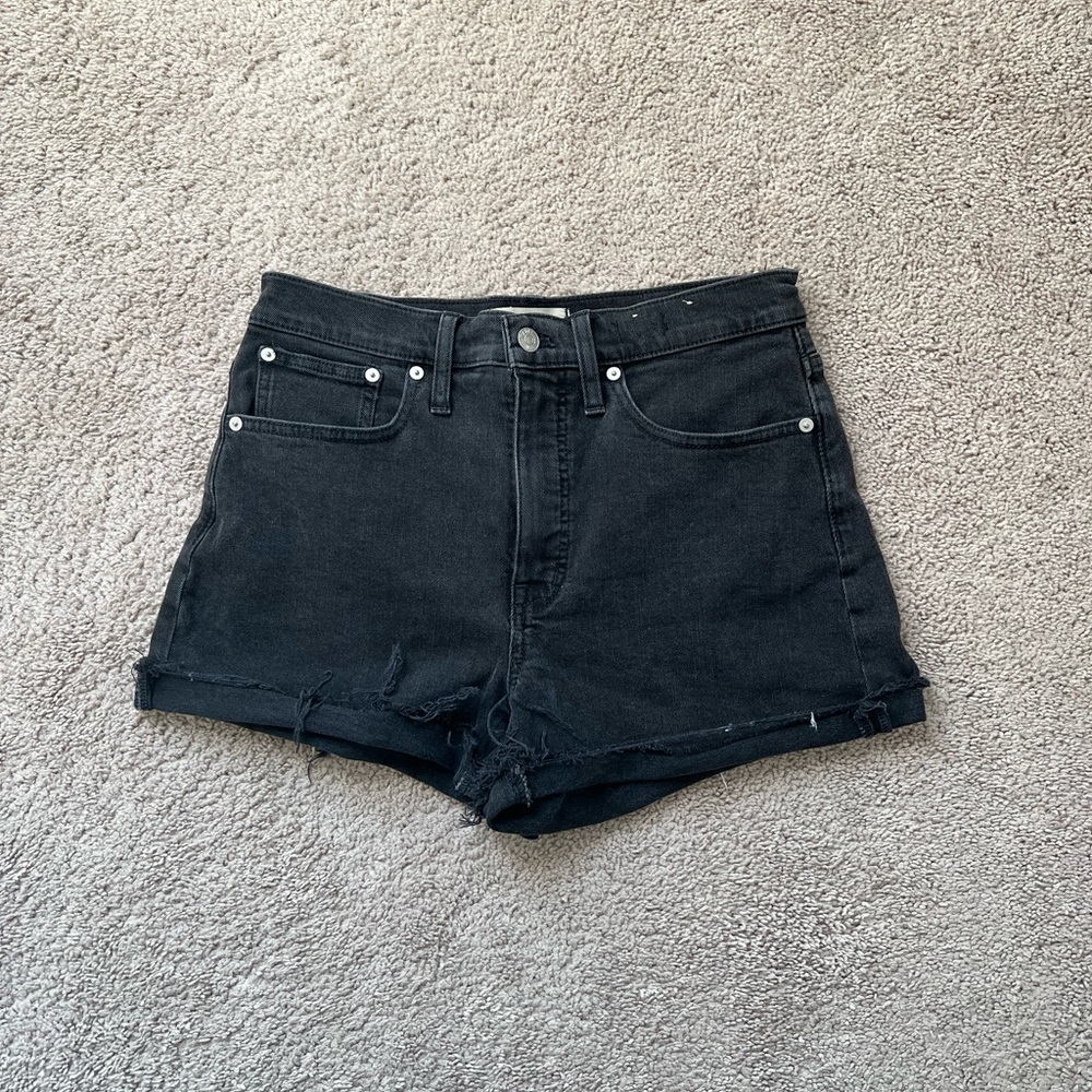 Madewell Washed Black High Rise Denim Shorts